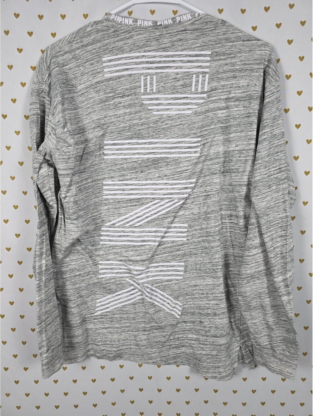 Victorias Secret PINK Grey Long Sleeve Tee shirt SMALL